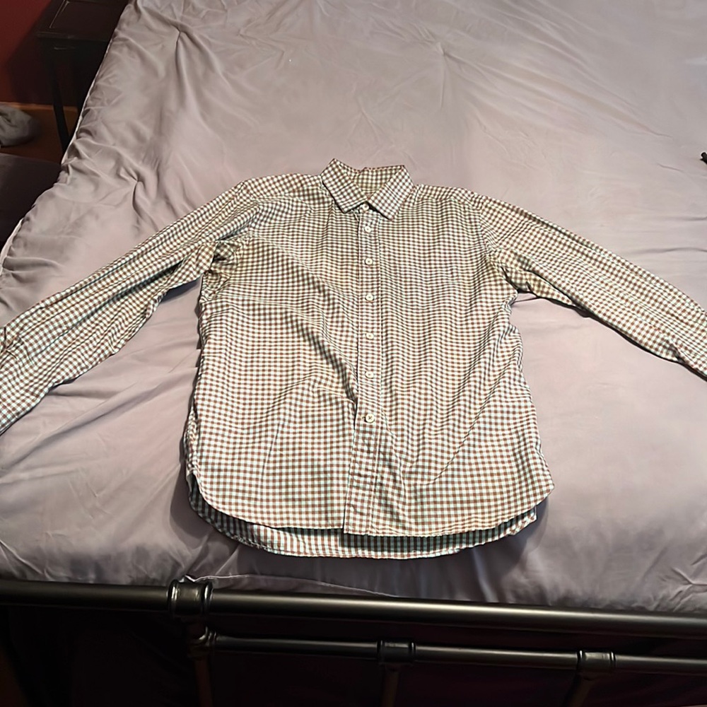 Canali Dress/casual shirt, mint and brown checked